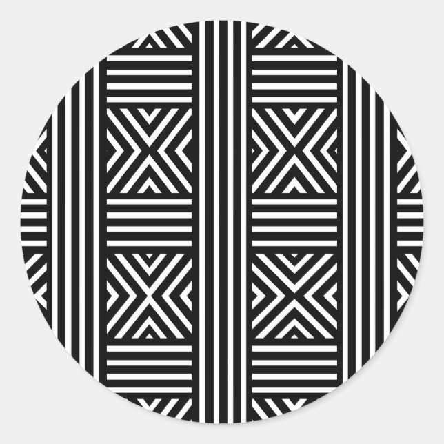 Sticker Rond Lignes abstraites noires et blanches (Devant)