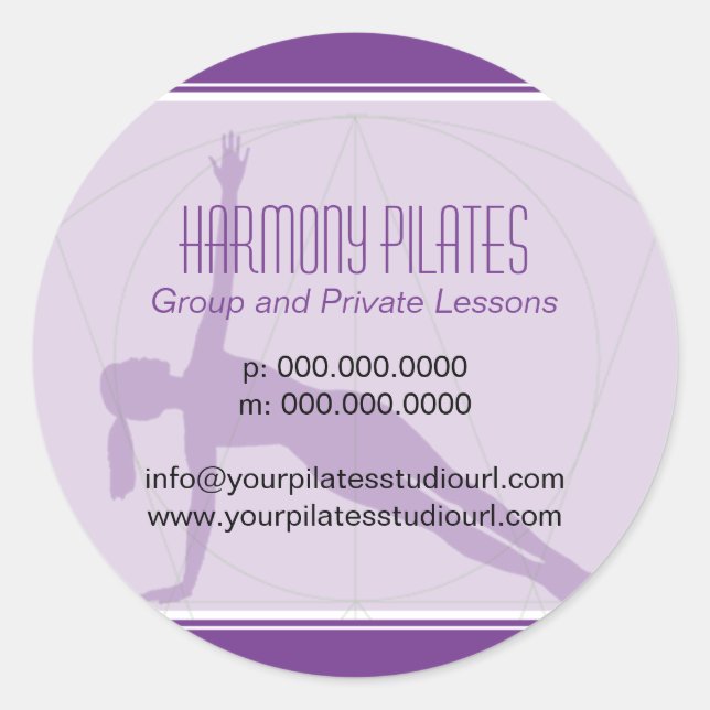 Sticker Rond Lignes convergentes Pilates violets (Devant)