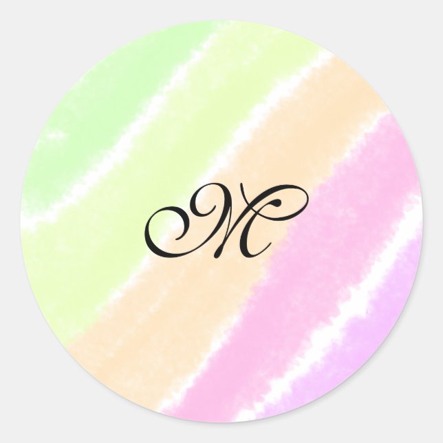 Sticker Rond Lignes d'aquarelle stripe arc-en-ciel ajouter votr (Devant)