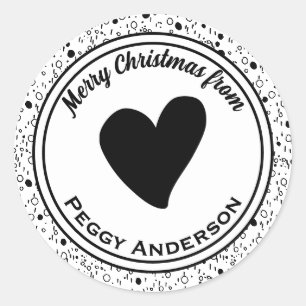 Sticker Rond Lignes de points minimalistes en cercles noir et b