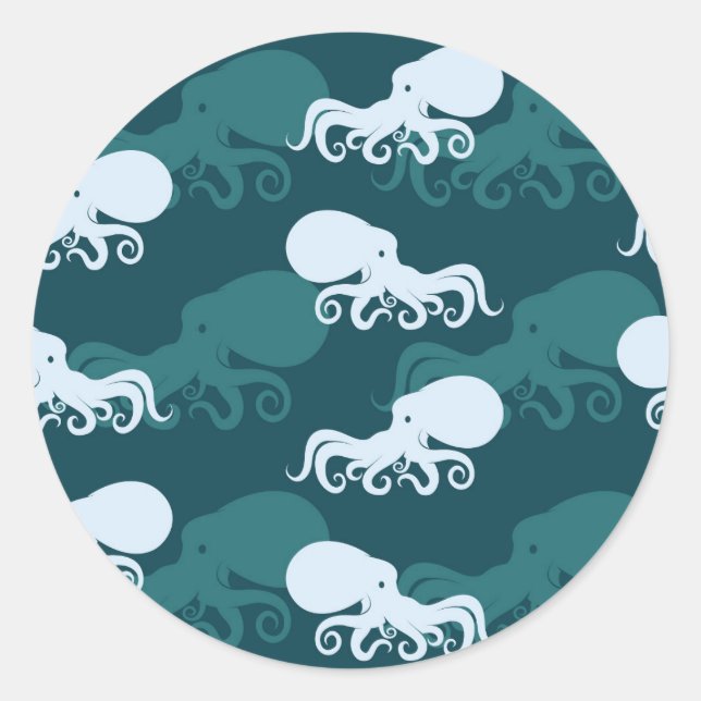 Sticker Rond Lignes Du Motif Octopus (Devant)