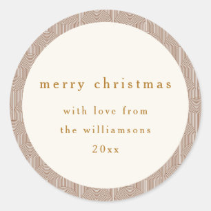 Sticker Rond Lignes géométriques groovy vintage pour Noël perso