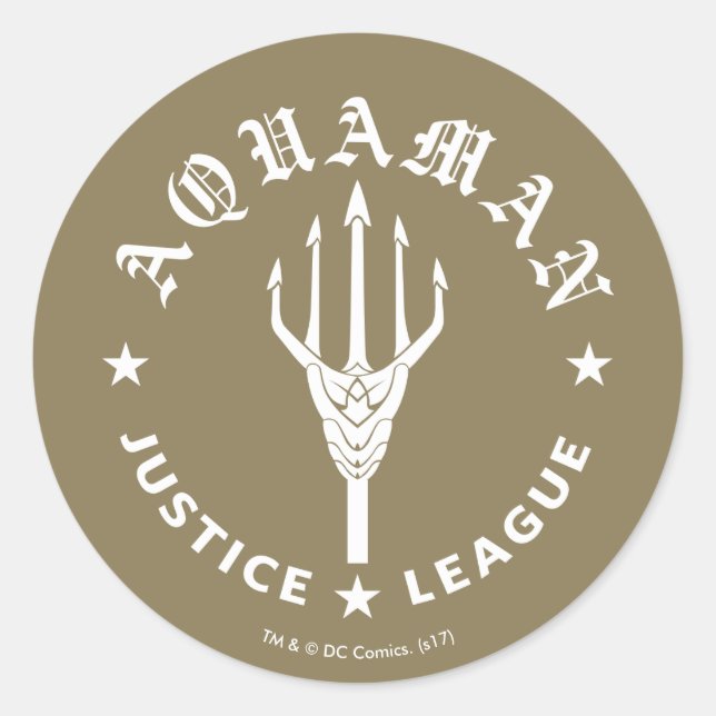 Sticker Rond Ligue de Justice | Aquaman Retro Trident Emblem (Devant)