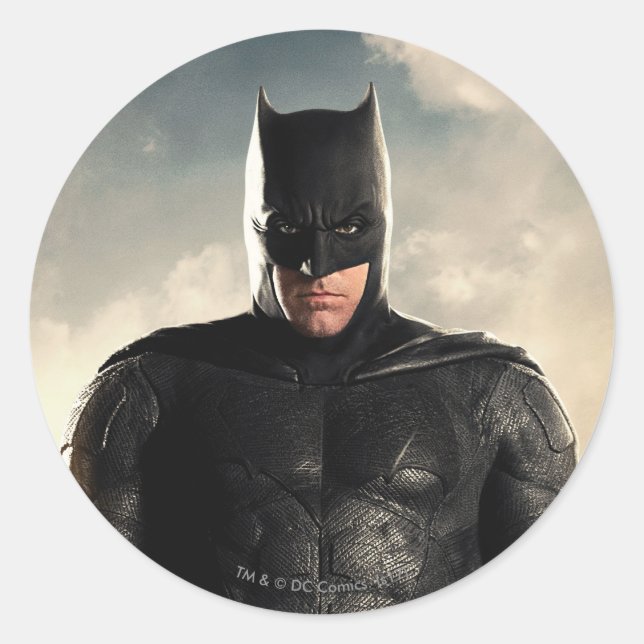 Sticker Rond Ligue de Justice | Batman Sur Le Champ De Bataille (Devant)