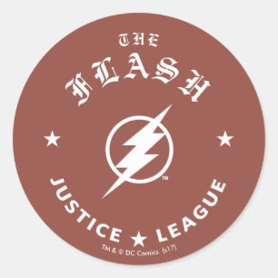 Sticker Rond Ligue de Justice   L'Emblème Flash Retro Lightning