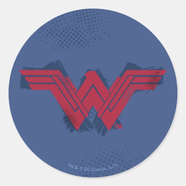 Sticker Rond Ligue de Justice | Symbole de femme Wonder brossé (Devant)