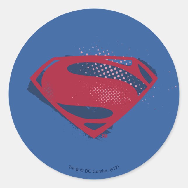 Sticker Rond Ligue de Justice | Symbole Superman brosse et demi (Devant)