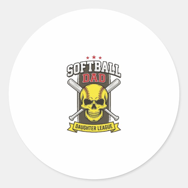 Sticker Rond Ligue de softball père fille design vectoriel vint (Devant)