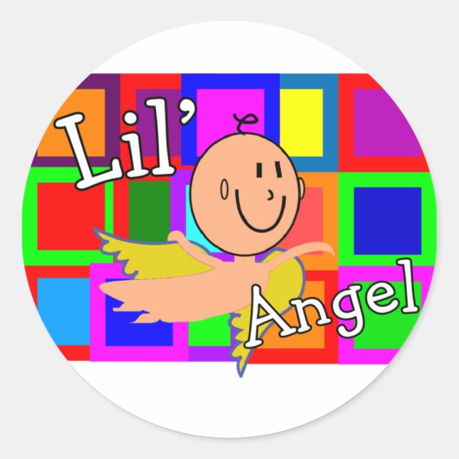 Sticker Rond Lil Angel MOSAIC Avec Angel Baby—Adorable (Devant)