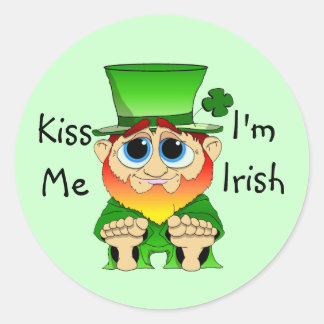 Sticker Rond Lil Blarney Kiss Me Je suis Irlandais