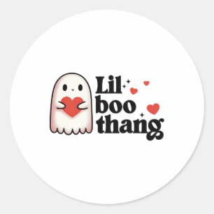 Sticker Rond Lil Boo Thang Valentine Cute Hearts Ghost Valentin