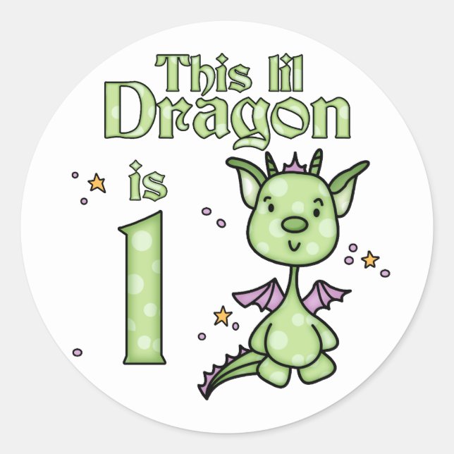 Sticker Rond Lil Dragon 1er anniversaire (Devant)