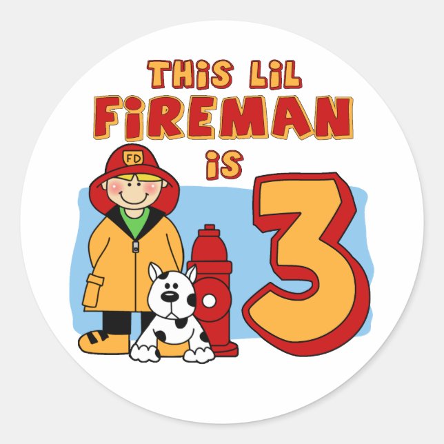 Sticker Rond Lil Fireman 3e anniversaire (Devant)