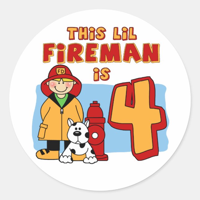 Sticker Rond Lil Fireman 4e anniversaire (Devant)