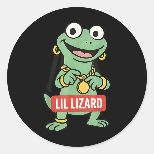 Sticker Rond Lil Lizard Funny Lizard Trending Meme (Devant)