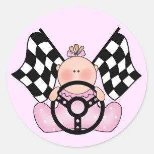 Sticker Rond Lil Race Winner Baby Girl