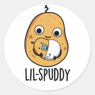 Sticker Rond Lil Spuddy Funny Potato Pun