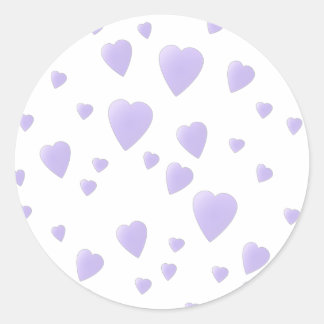 Sticker Rond Lilac clair et White Love Hearts Motif.