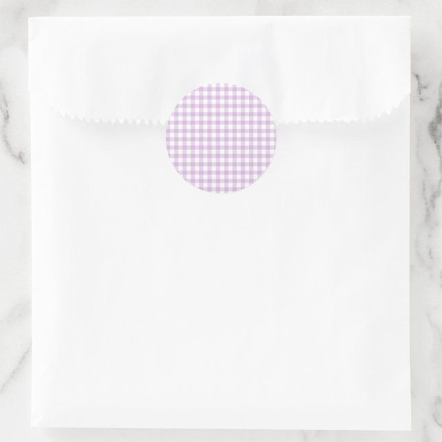 Sticker Rond Lilac En vichy doux classique (Sac)