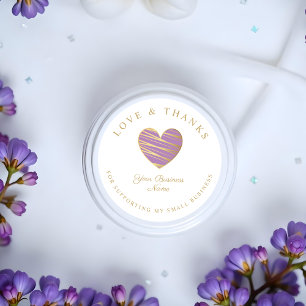 Sticker Rond Lilac Heart Love & Merci Soutien aux entreprises