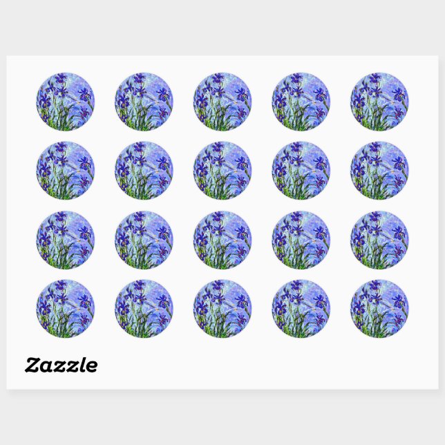 Sticker Rond Lilac Irises par Claude Monet (Feuille)