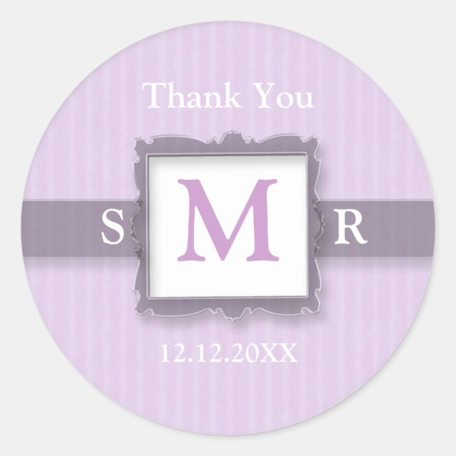 Sticker Rond Lilac Lavender Monogram Merci Favoriser (Devant)