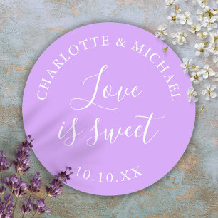 Sticker Rond Lilac Love Est Un Mariage Sucré Faveur