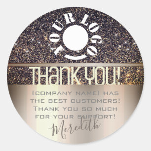 Sticker Rond Lilac Parties scintillant Glam Ombre Merci Logo Mo