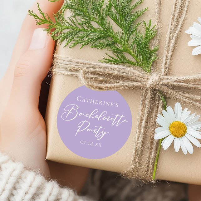 Sticker Rond Lilac Purple Bachelorette Party Personalized (Créateur téléchargé)