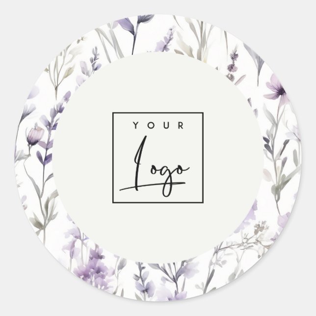 Sticker Rond Lilac Purple Fleur sauvage Butterfly Logo d'entrep (Devant)
