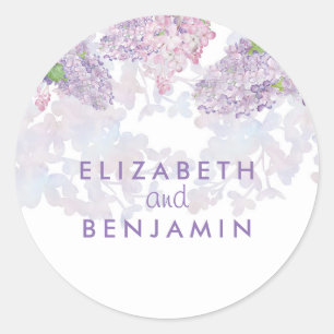Sticker Rond Lilacs Aquarelle Florale Mariage élégant