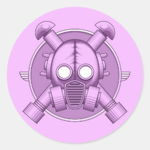 Sticker Rond Lilas de Gasmask d'art déco
