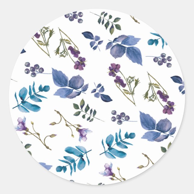 Sticker Rond Lilas lavande Iris pourpre Floral chic de printemp (Devant)