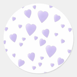 Sticker Rond Lilas léger et modèle blanc de coeurs d'amour