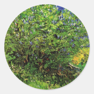 Sticker Rond Lilas par Vincent van Gogh, Fleurs de jardin ancie