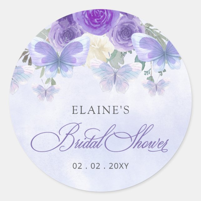 Sticker Rond Lilas Violet Papillons Toute Une Vie Enterrement d (Devant)