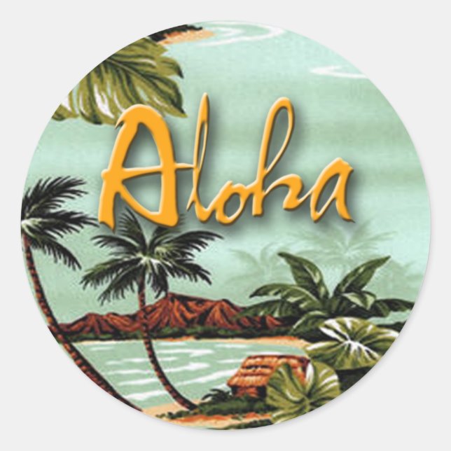 Sticker Rond L'île Aloha (Devant)