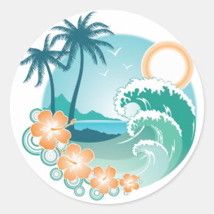 Sticker Rond L'île tropicale
