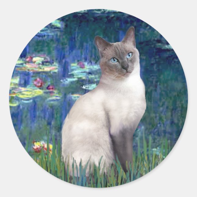 Sticker Rond Lilies 5 - Chat siamois Blue Point (Devant)