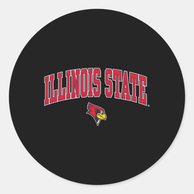 Sticker Rond L'Illinois State Redbirds Arche sur le noir (Devant)