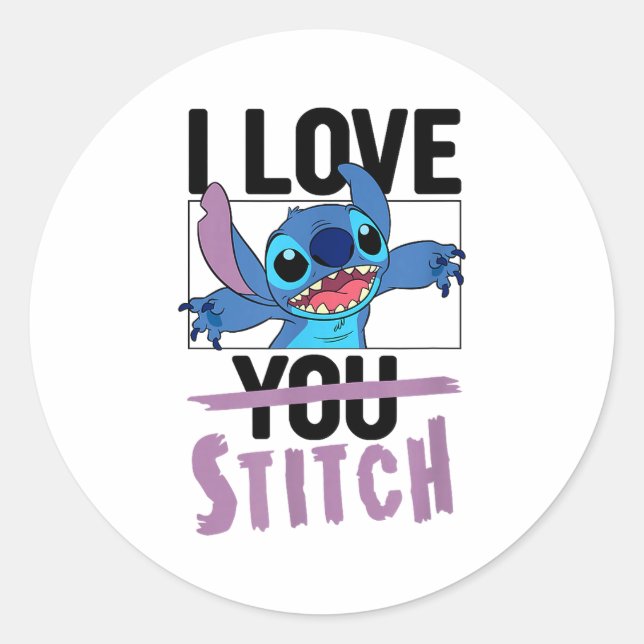 Sticker Rond Lilo & Stitch - Saint-Valentin Je t'aime Stitch  (Devant)