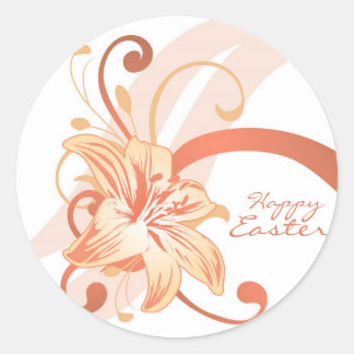 Sticker Rond Lily De Pâques En Orange