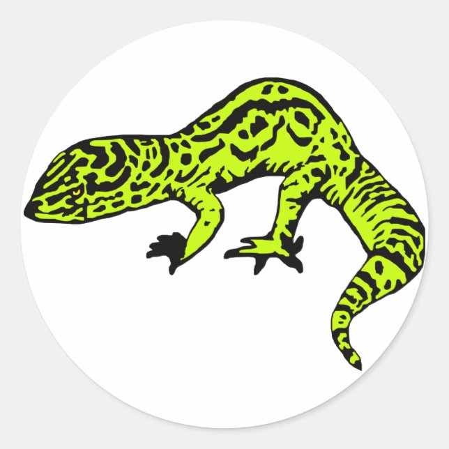 Sticker Rond Lime Green & Black Gecko (Devant)