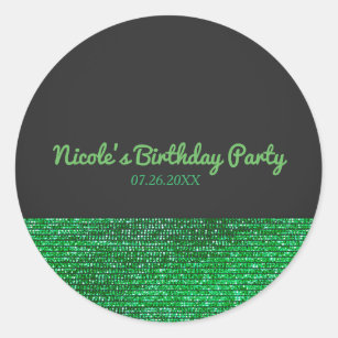 Sticker Rond Lime Green Glam moderne Sequins Party Favoriser Cu