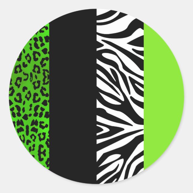 Sticker Rond Lime Green Leopard et Zebra Poster de animal (Devant)