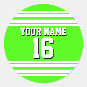 Sticker Rond Lime Green White Team Jersey Numéro personnalisé N