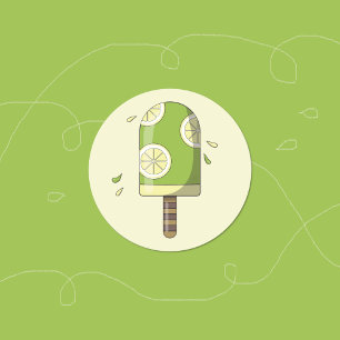 Sticker Rond Lime Lemon Ice Cream Bar