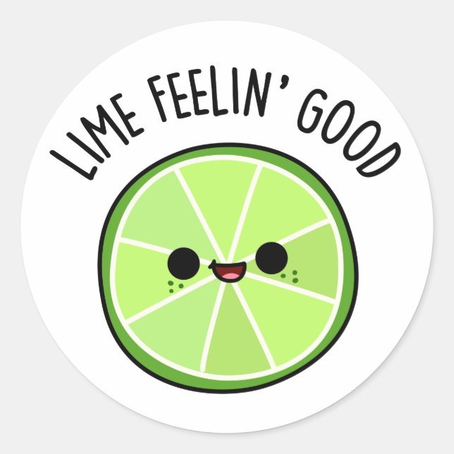 Sticker Rond Lime Se Sentant Bien Amusant Citrus Lime Pun (Devant)