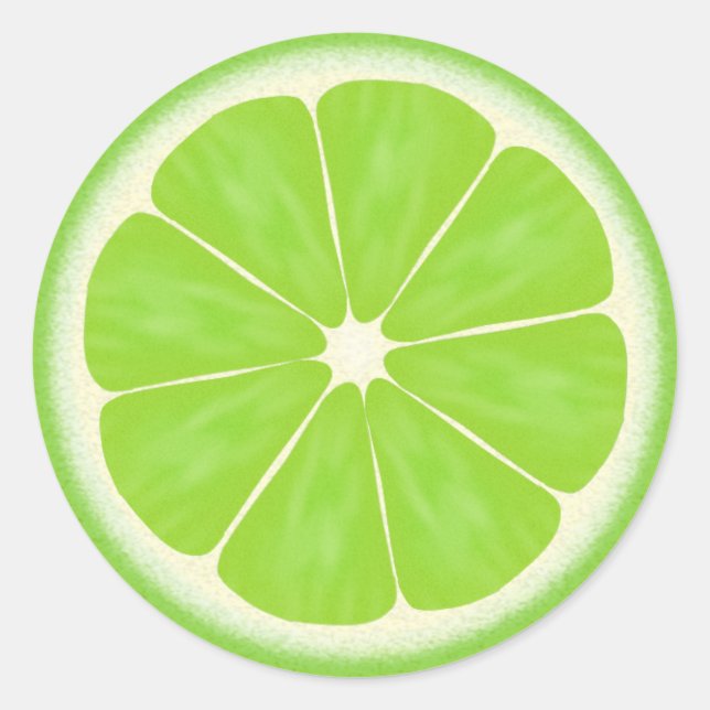 Sticker Rond Lime slice amusant caricature alimentaire autocoll (Devant)