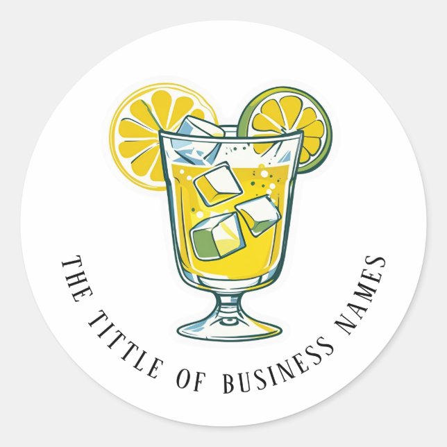 Sticker Rond Limencello | Black & White Modern Text  (Devant)